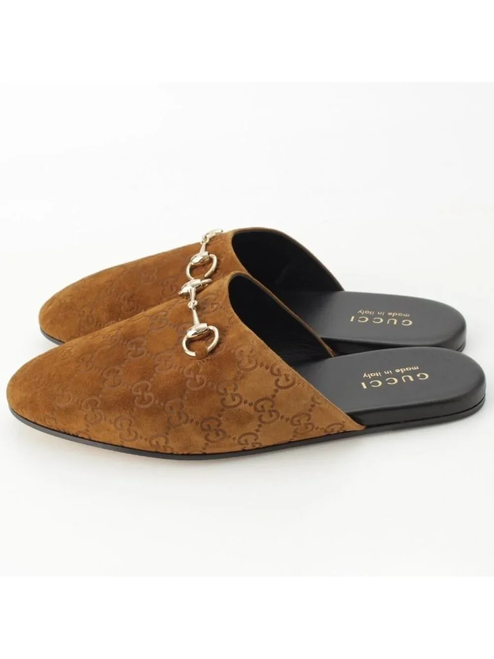 Gucci Horsebit Suede Sandals Shoes Slippers Beige